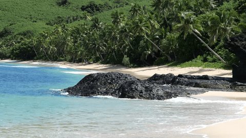 Turquoise waters and white sand beach in the Yasawa Islands