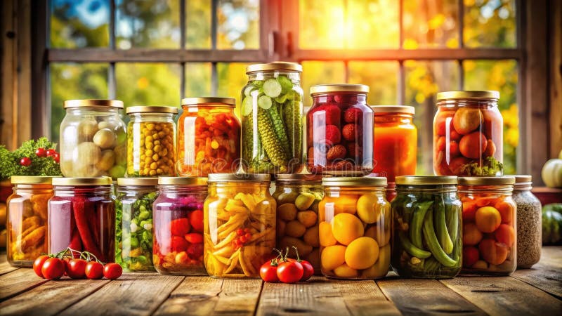 Collection Preserved Vegetables Fruits