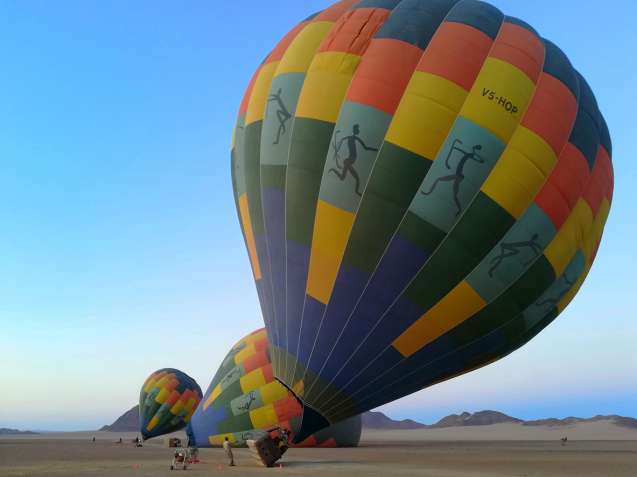 Hot air balloon over the NamibRand Nature Reserve, Namibia