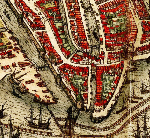 A beautifully appointed room in the Pulitzer Amsterdam, showcasing the use of Delftware tiles and antique maps, reflecting the hotel's attention to historical detail.