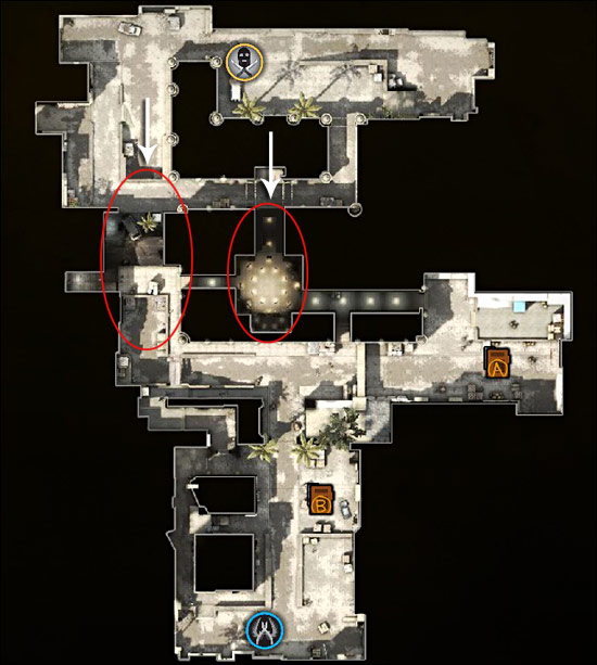 A visual representation of the established flow of Dust II, showcasing the key strategic areas and typical player paths.