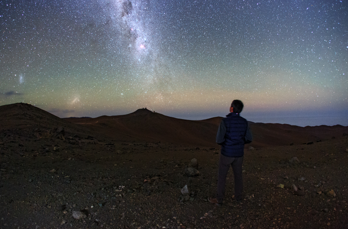 The Southern Cross over the Namibian desert landscape