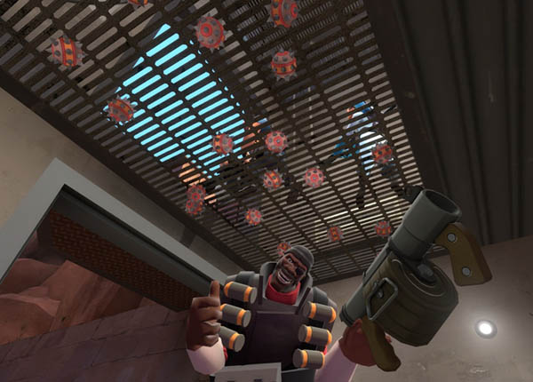 Illustration of a Team Fortress 2 Medic character, wearing a headset and glasses, intently focused on their monitor, conveying the dedication and passion of the TF2 community, digital art style, vibrant colors.