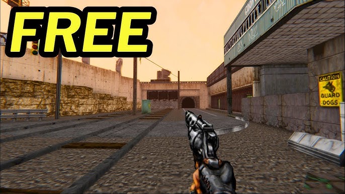 A security guard rappels down a rope in a dimly lit industrial area of the Black Mesa facility.