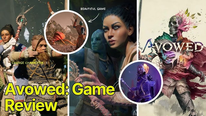 A wide shot of a sprawling and detailed settlement in Avowed, showcasing diverse architecture and suggesting a rich cultural backdrop.