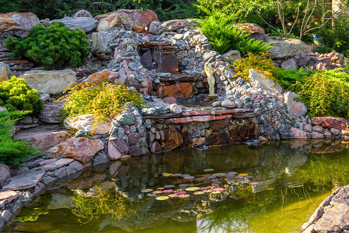 galvanized tub pond edge stones
