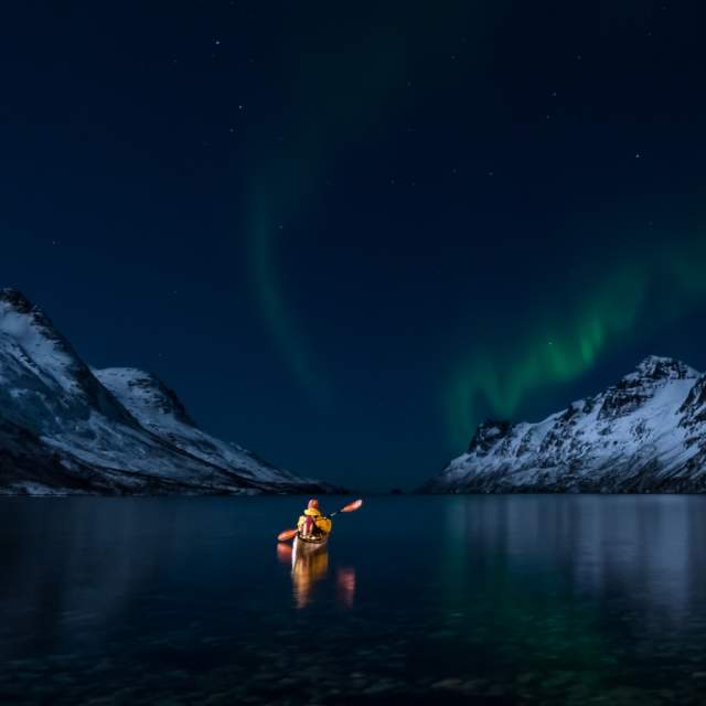 Kayaking under the Northern Lights in Tromsø, Norway