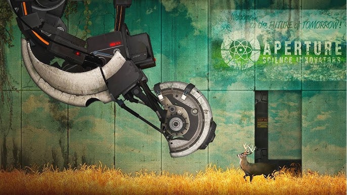 P-Body preparing to portal through an aerial faith plate puzzle.