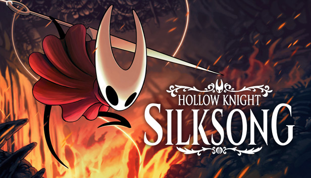A screenshot from a trailer of Hollow Knight: Silksong, showing Hornet navigating a vibrant, vertical environment filled with enemies and intricate platforming challenges.