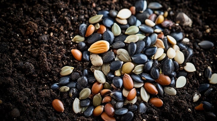 farmer sorting seeds table sunny greenhouse