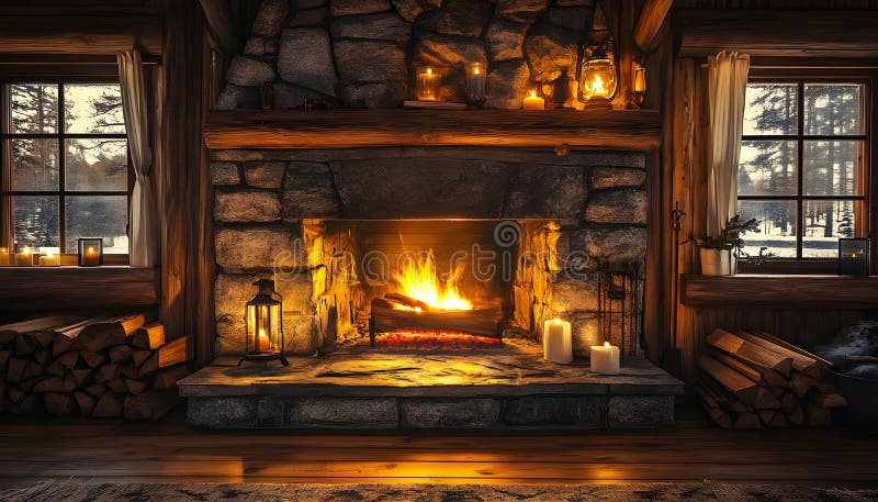 A hygge corner on a Scandinavian mantel featuring a stack of winter-themed hardcover books, a rustic ceramic mug with faux hot cocoa, and an ultrasonic essential oil diffuser.