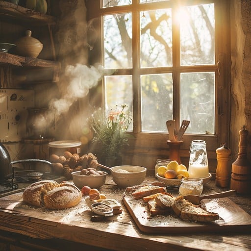 A collection of ingredients for an apple crumble, including sliced apples, flour, brown sugar, cinnamon, nutmeg, butter, oats, and pecans, arranged on a wooden surface.