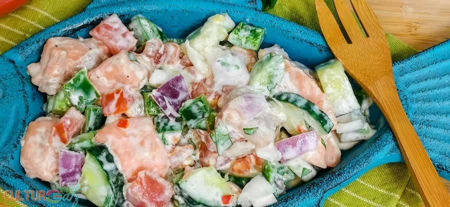 A close-up of Kokoda, a Fijian ceviche made with coconut milk.
