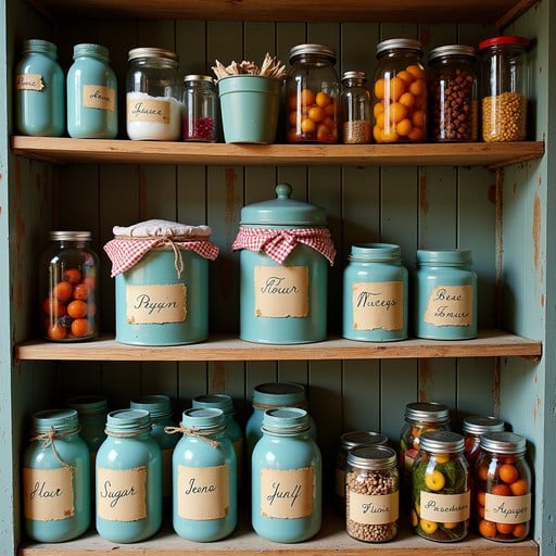 Pantry with organized jars