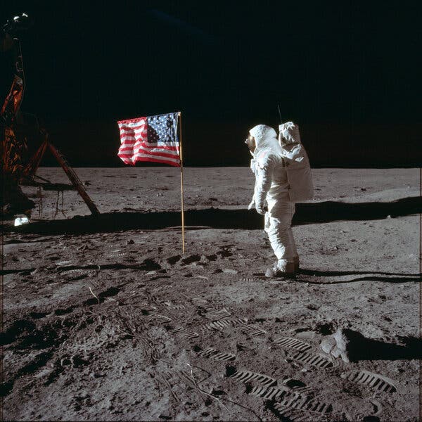 Neil Armstrong on the moon