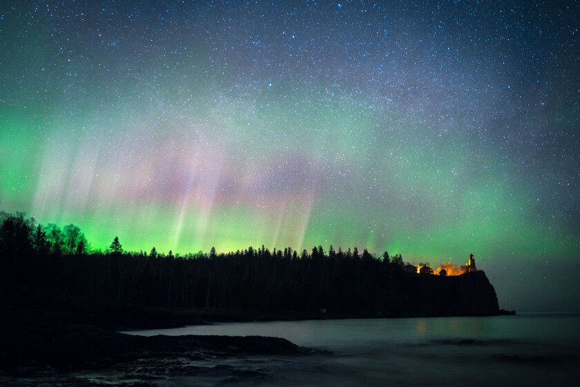 Northern Lights over Lake Superior and Apostle Islands