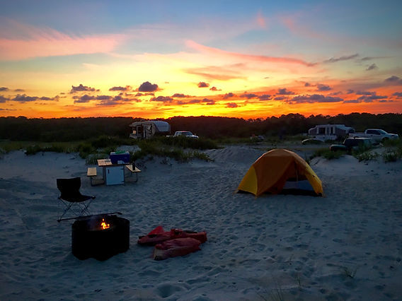 Lily and Jake holding nets and buckets at night on the beach with flashlights.