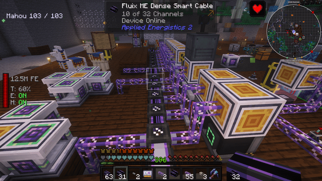 Example of various chiseled blocks placed together, showcasing the decorative possibilities of the Chisel mod.