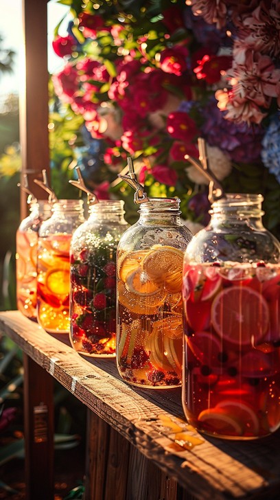woman straining lavender vinegar infusion