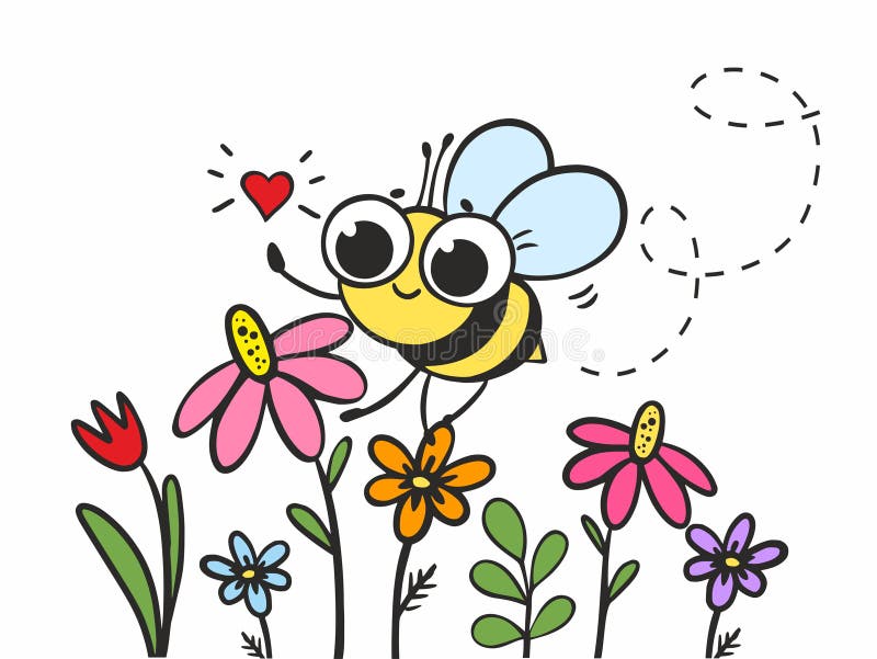 happy bees wildflowers buzzing meadow