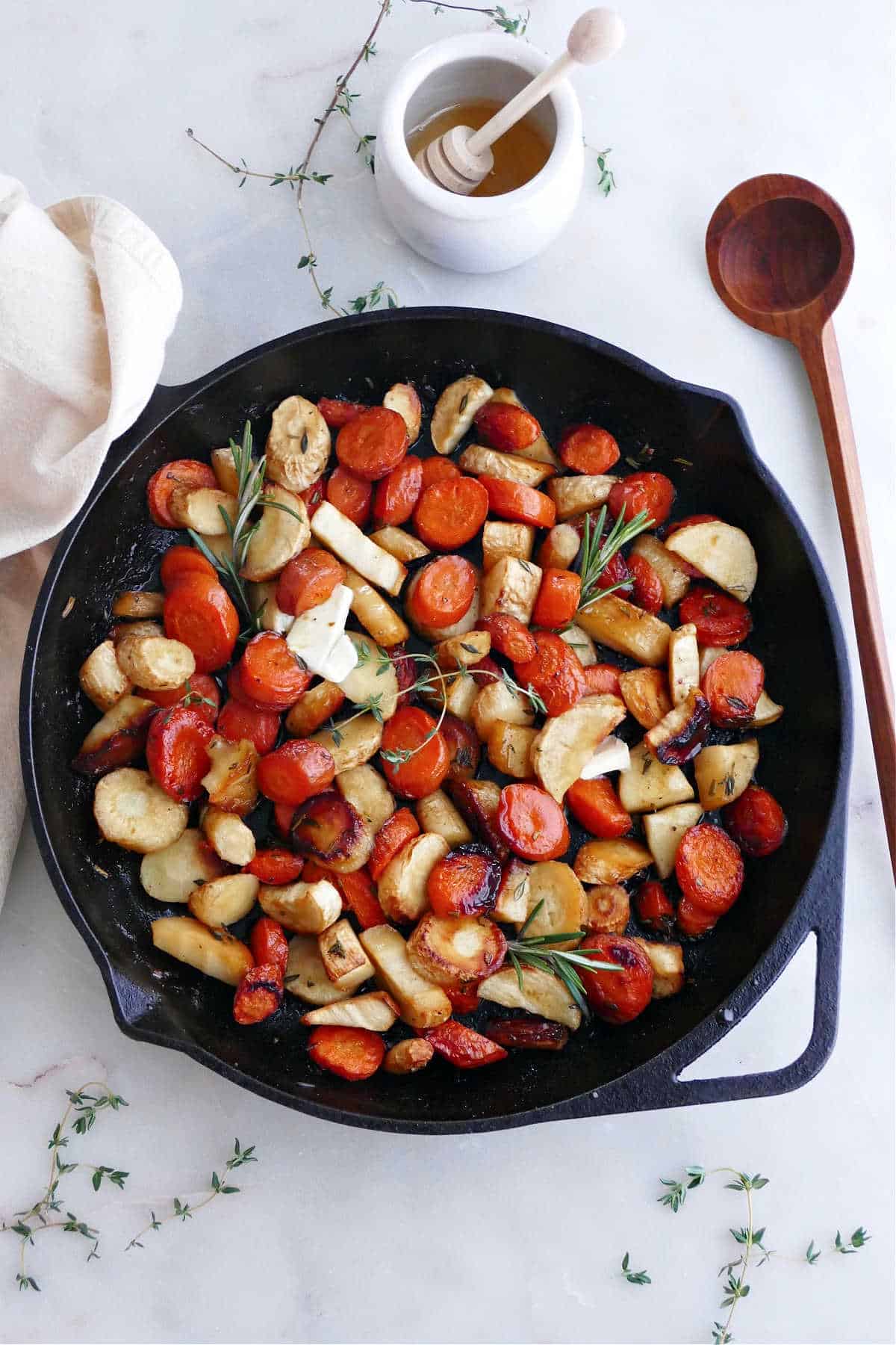 Roasted vegetables cast iron skillet