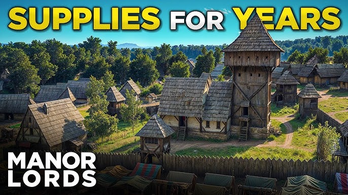 A zoomed-out tactical view of a Manor Lords battle showing different unit types, formations, and terrain features. This image highlights the strategic complexity of the combat system, where player decisions can significantly impact the outcome of battles.