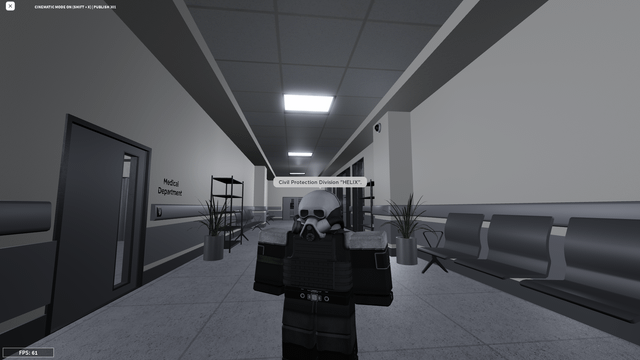 Screenshot from an SCPRP server inside a detailed recreation of 'SCP - Site 19,' showing scientists in lab coats conducting experiments on a contained SCP subject. Lighting should be sterile and clinical, with a focus on detail and realism. 4k resolution, game engine render.