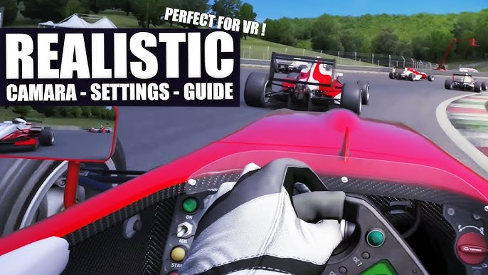 A first-person view (POV) screenshot from Assetto Corsa Competizione in VR, showing a racing cockpit with high graphical settings and a smooth frame rate. The image conveys the sense of immersion and speed.