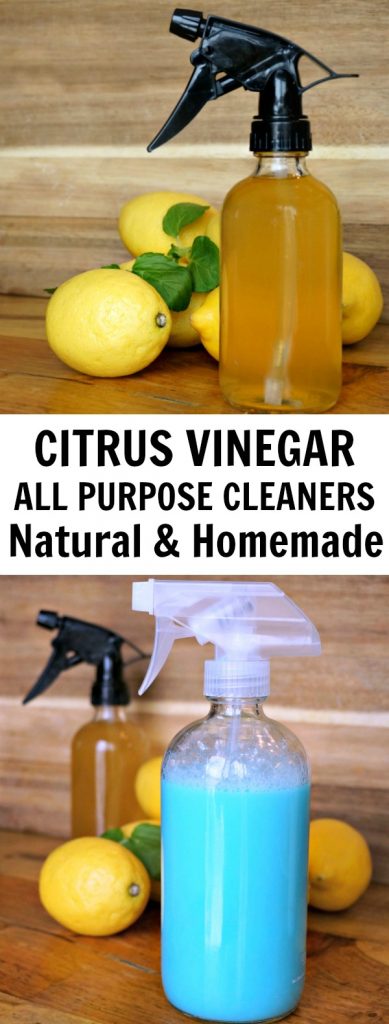 Cleaning a kitchen counter with homemade citrus cleaner