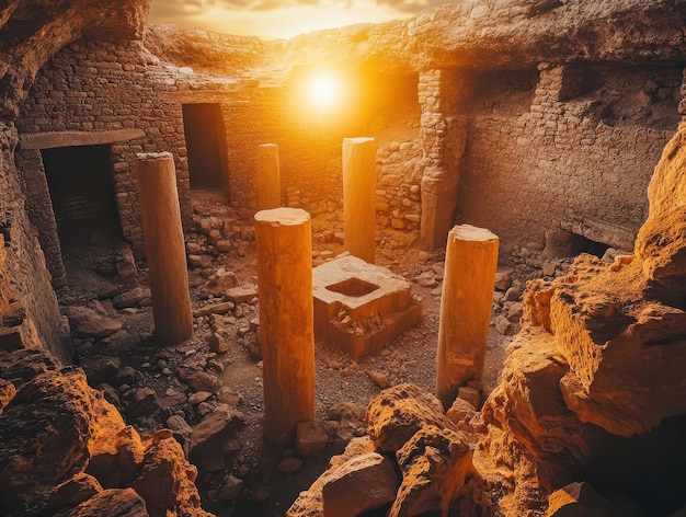 A comparative image showing the intricate carvings at Göbekli Tepe alongside examples of early writing systems from other cultures. The alt text compares the Gobekli Tepe carvings to proto-writing systems.