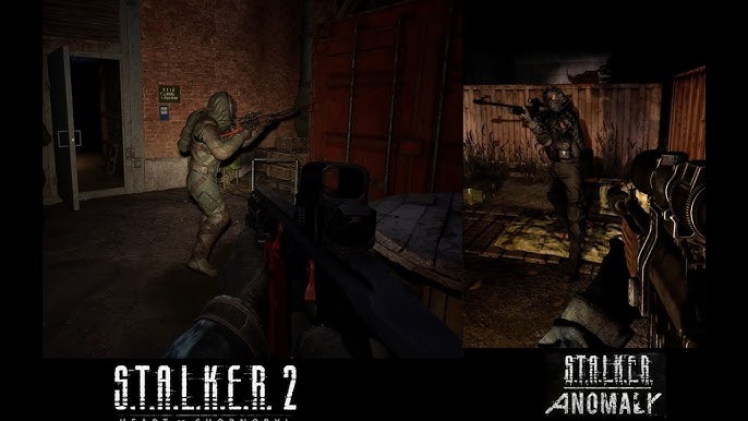 A moody depiction of a Stalker in the Zone with their gun.