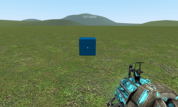 A dynamic screenshot capturing a complex Rube Goldberg machine in the middle of a chain reaction. A small ball rolls down a series of ramps, triggers a sequence of events involving explosions, falling objects, and spinning gears, ultimately culminating in a comical outcome, such as launching a ragdoll player model into the air. The image should convey a sense of whimsical chaos and engineering ingenuity.