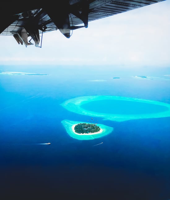 Seaplane arrival in Maldives