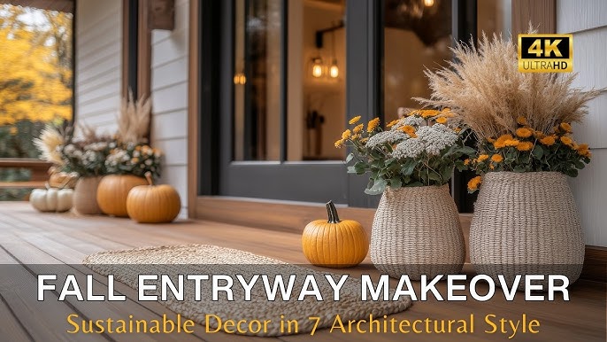 A Fall entryway with natural elements and a rustic feel.