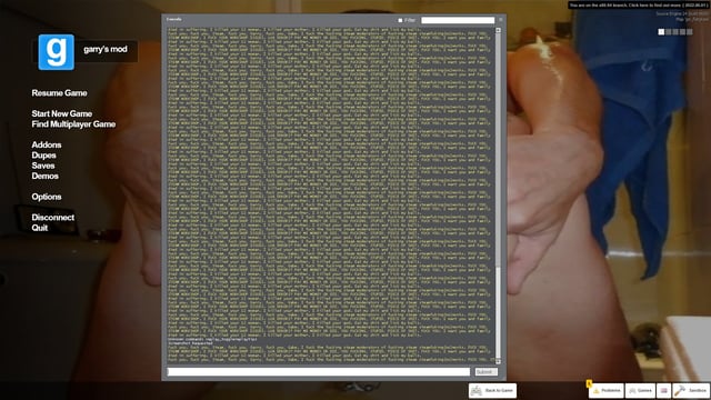 A Garry's Mod player wearing a lab coat and glasses, reminiscent of Professor Paradox, holding a physics gun with a determined expression. The background is a workshop filled with tools and props, symbolizing the creative potential of the game.