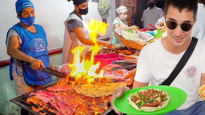 A mound of chapulines for sale at a market in Oaxaca.