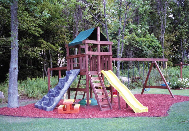 Spacious backyard with children playing