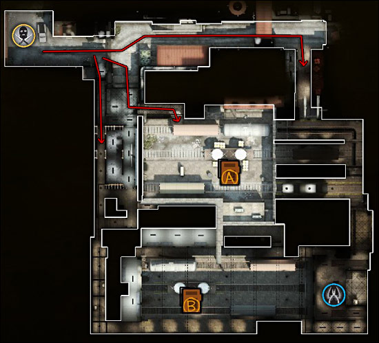 A screenshot of cs_italy showing the hostage room from the CT perspective, with shallow depth of field blurring the background. The image conveys a sense of urgency.