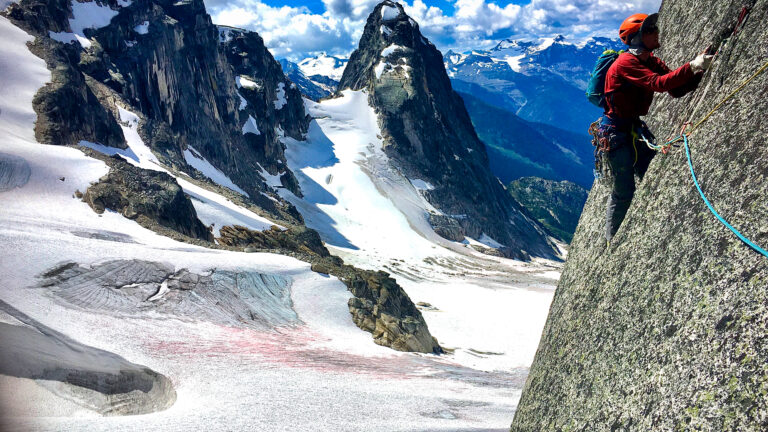 Climbers on the Northeast Ridge of Bugaboo Spire