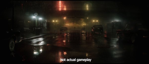 A scene in the Dark Place, with Alan Wake standing amidst surreal and distorted architecture, emphasizing the game's nightmarish environments and artistic direction.