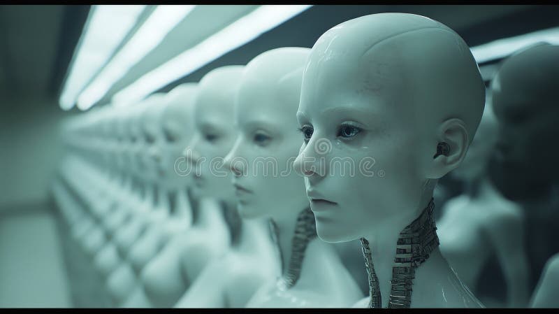 A blurred and distorted image of a biotechnology lab, overlaid with binary code, representing the anxieties about authenticity and technological manipulation that drive the Taylor Swift clone conspiracy theory.