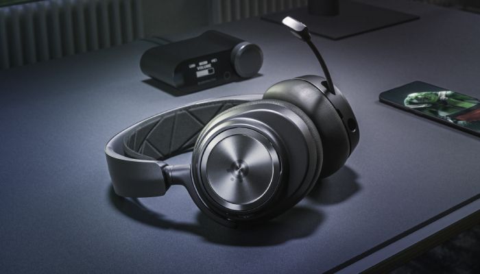 The Arctis Nova Pro Wireless being used with a PS5, demonstrating its console compatibility.
