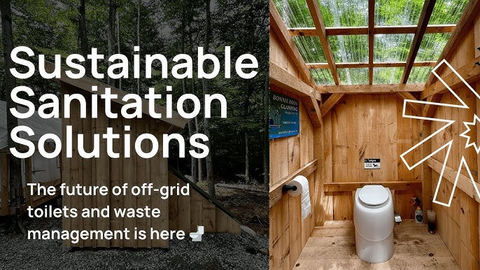 Wide shot of the completed composting toilet discreetly positioned in a thriving homestead garden, surrounded by fruit trees, berry bushes, and vegetable beds (separated by a distance of at least 20 feet), with no visible signs of the structure disrupting the natural environment. A rainwater collection system feeds into a nearby pond with ducks swimming and dragonflies are flying around