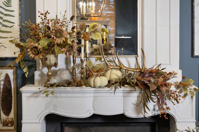 Close-up of a finished DIY garland made from dried orange slices, cinnamon sticks, and star anise, showcasing its vibrant colors, rustic textures, and festive autumn charm.