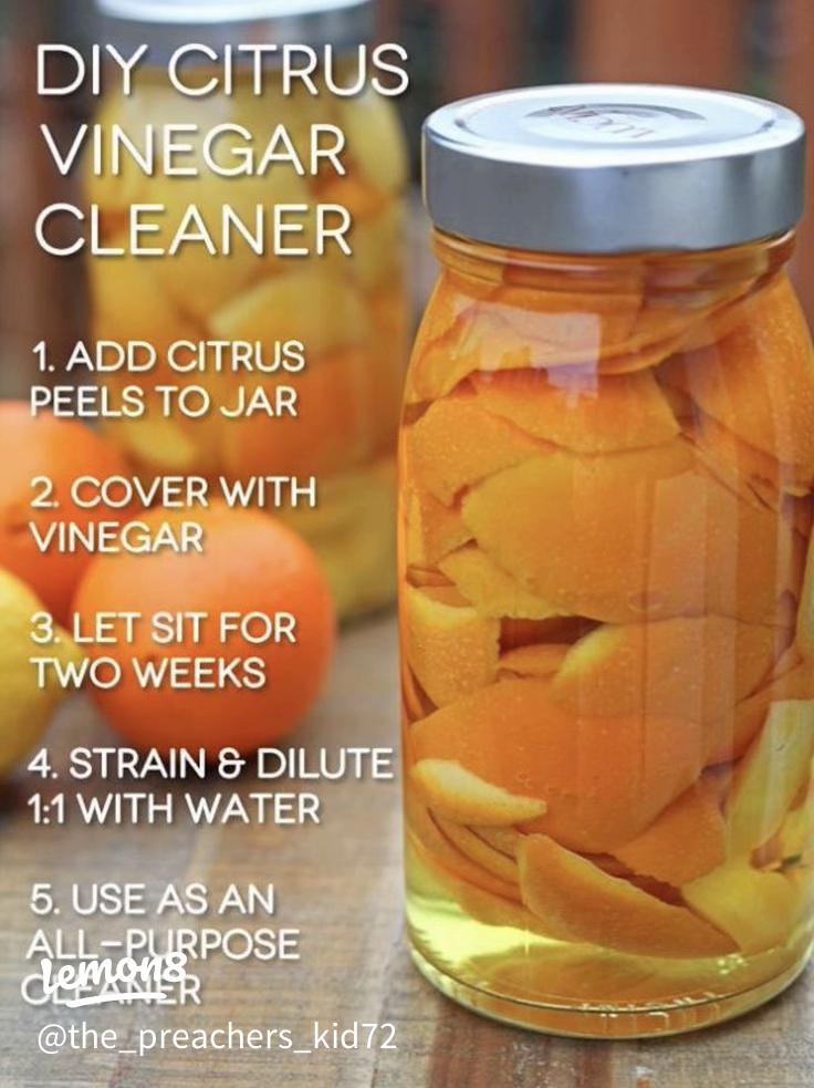 lemon peels in a glass jar with vinegar