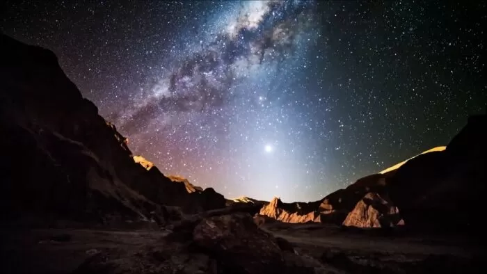 The Atacama Desert at night with the Milky Way stretching across the sky