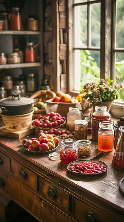 jars in a rustic kitchen