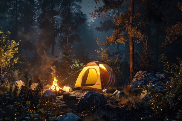 Wide-angle shot of Nayara Tented Camp nestled within the rainforest, showcasing its integration with the environment.