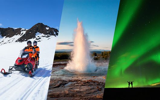 Relaxing in the Secret Lagoon, showing the contrast of geothermal waters with a snowy backdrop and the potential to see the Northern Lights while soaking.