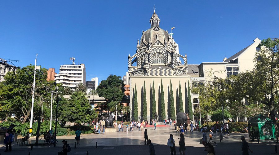 A bustling street scene in Medellin